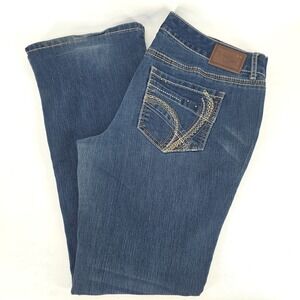 Ariya Bootcut Flare Leg Jeans Womens 15/16 38x32 Y2K Faded Whiskering Rockabilly